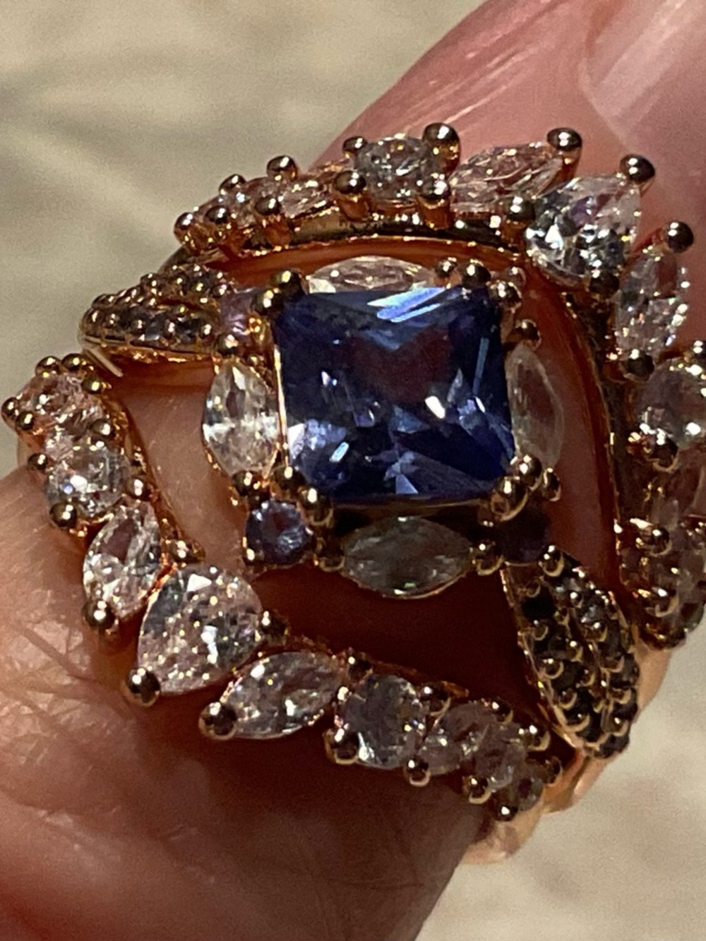 Bomb Party Ring North Star Horizon 3 ring set CZ Rose Gold size 6.5